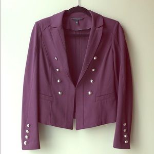 Burgundy Blazer with Gold Button Accents